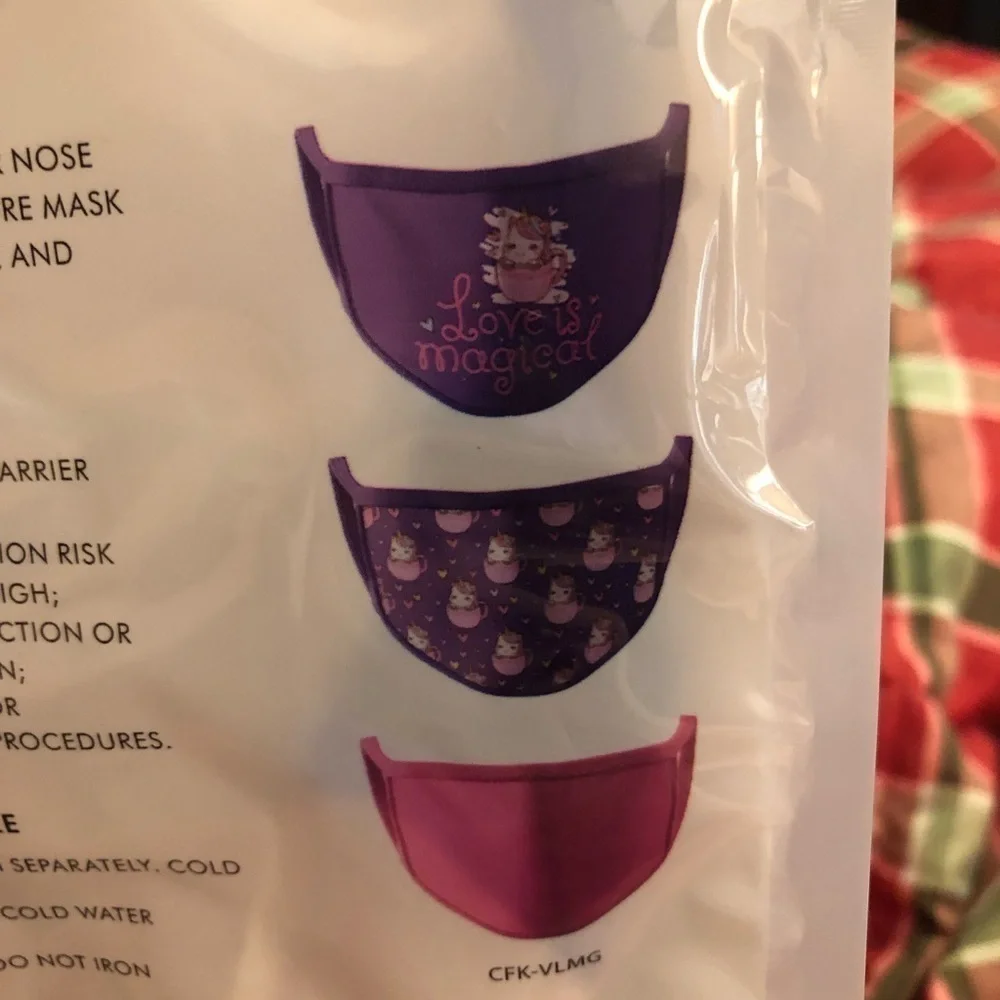 Love Bug kids face masks New! 3 pack